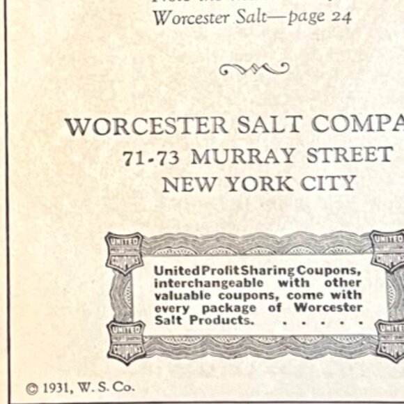 1931 Vintage 'The Worcester Salt Cook Book' by Worcester Salt Co., NYC - Picture 7 of 7